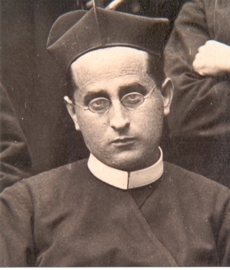 Close-up of Fr Donato Jiménez in 1915, wearing a biretta and spectacles.